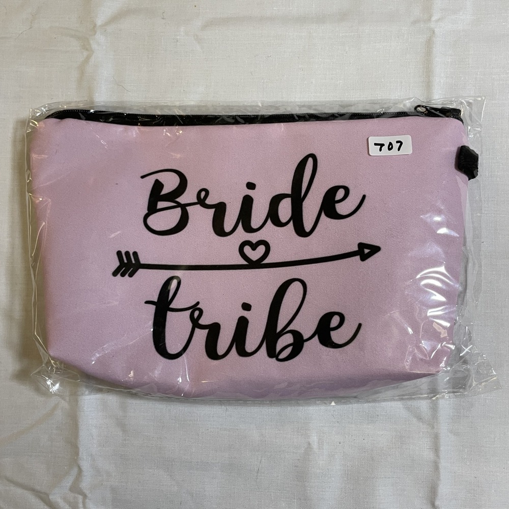 The Pouch‎ Bride Tribe Makeup Bag Pink NWT Canvas Wedding Multi-use